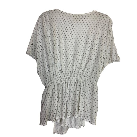 H&M Wrap Style Floral Pattern Top Size Large White & Black Boho Western‎ Casual - Picture 2 of 6